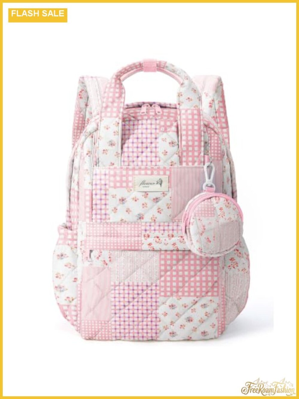 Women's Quilted Cotton Backpack Purse with Detachable Pouch, Multi-Pocket